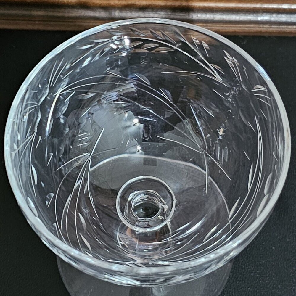 Cambridge Montrose Champagne Sherbet Glass stemware 3" short stem 4oz botanicals - Picture 7 of 12